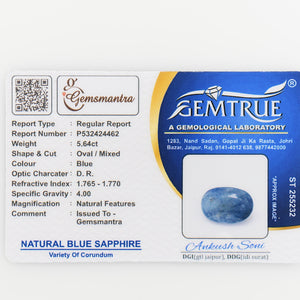 Natural Blue Sapphire 5.64 Oval Shape