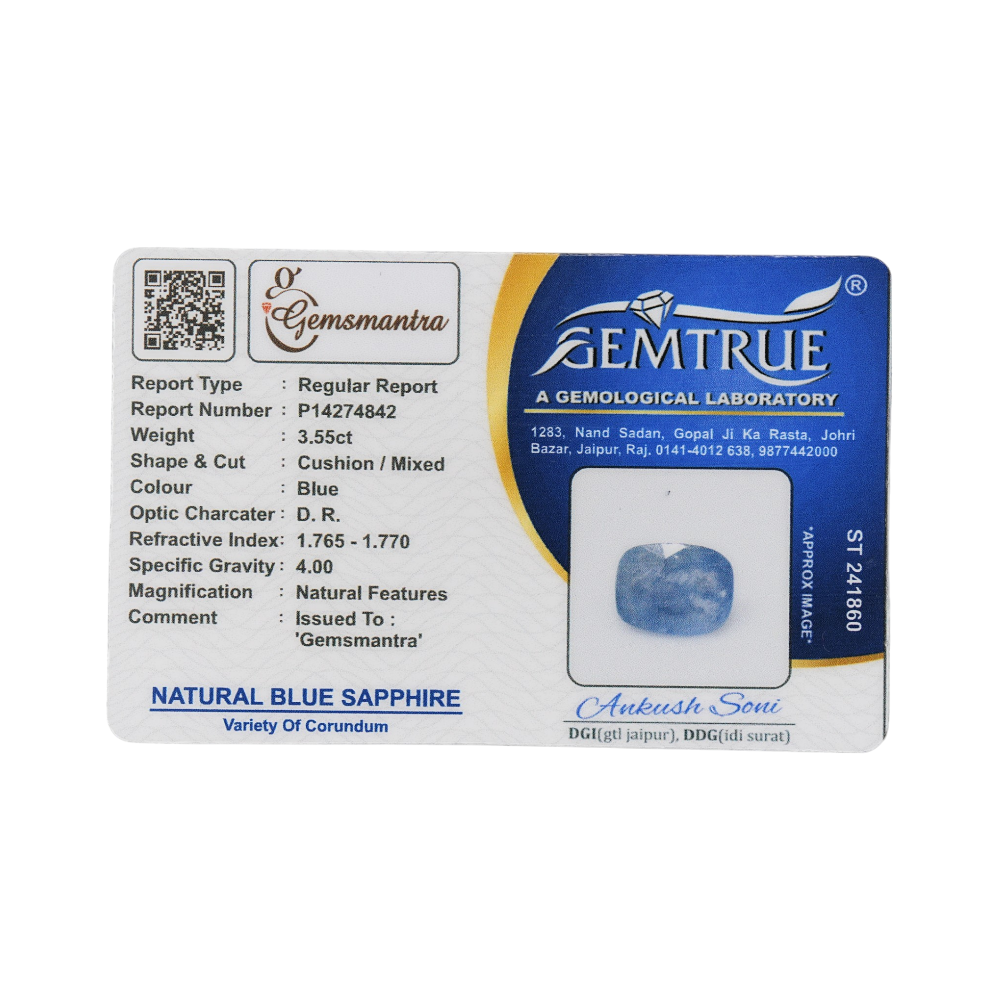Blue Sapphire - 3.55 Carats  (3.905 Ratti)