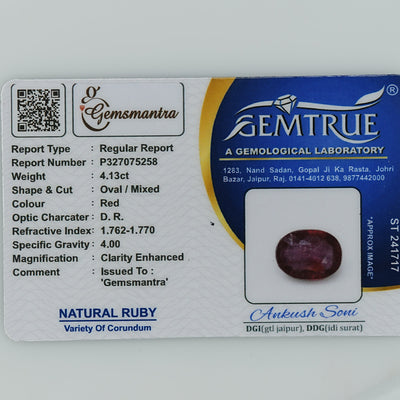 Ruby - 4.13 Carats  (4.543 Ratti)