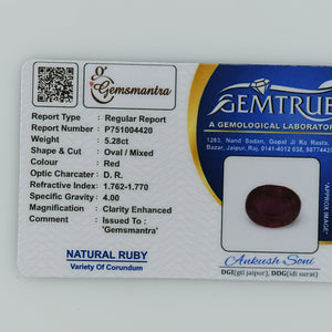 Ruby - 5.28 Carats  (5.808 Ratti)
