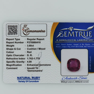Ruby - 3.6 Carats  (3.96 Ratti)