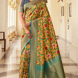 Turmeric Yellow Satin Crepe Saree