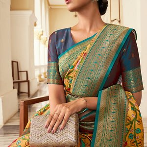 Turmeric Yellow Satin Crepe Saree