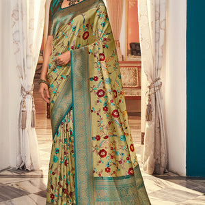 Fern Green Satin Crepe Saree