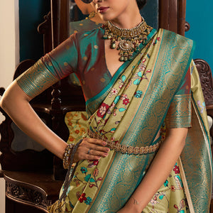 Fern Green Satin Crepe Saree