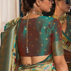 Fern Green Satin Crepe Saree
