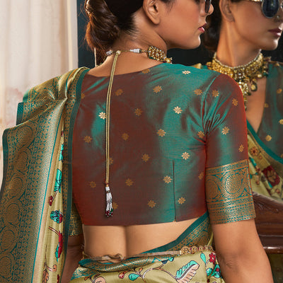 Fern Green Satin Crepe Saree