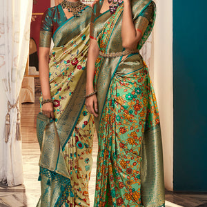 Fern Green Satin Crepe Saree