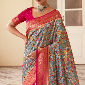 Multicolor Satin Crepe Saree