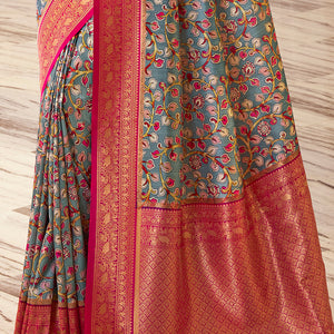 Multicolor Satin Crepe Saree