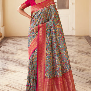 Multicolor Satin Crepe Saree