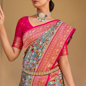Multicolor Satin Crepe Saree