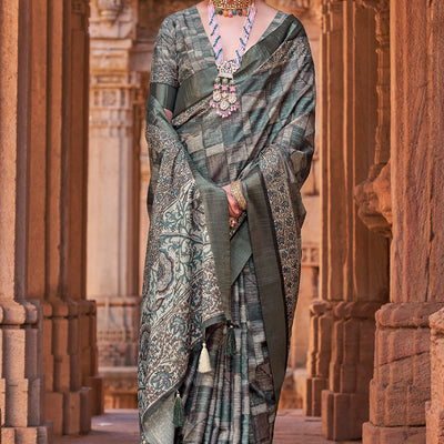 Pine Green Digital Print Saree