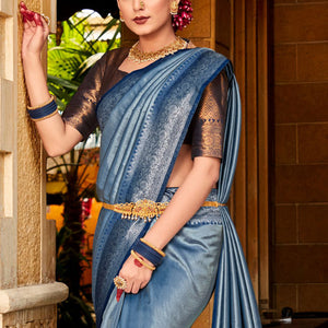 Steel Blue Kanjivaram Saree