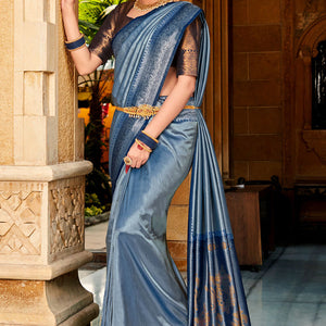 Steel Blue Kanjivaram Saree