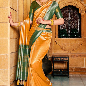 Yellow And Green Kanjivaram Saree