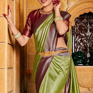 Green And Wine Kanjivaram Saree