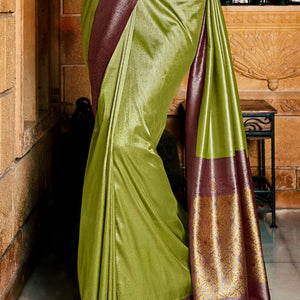 Green And Wine Kanjivaram Saree