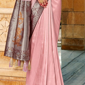 Pink And Wine Kanjivaram Saree