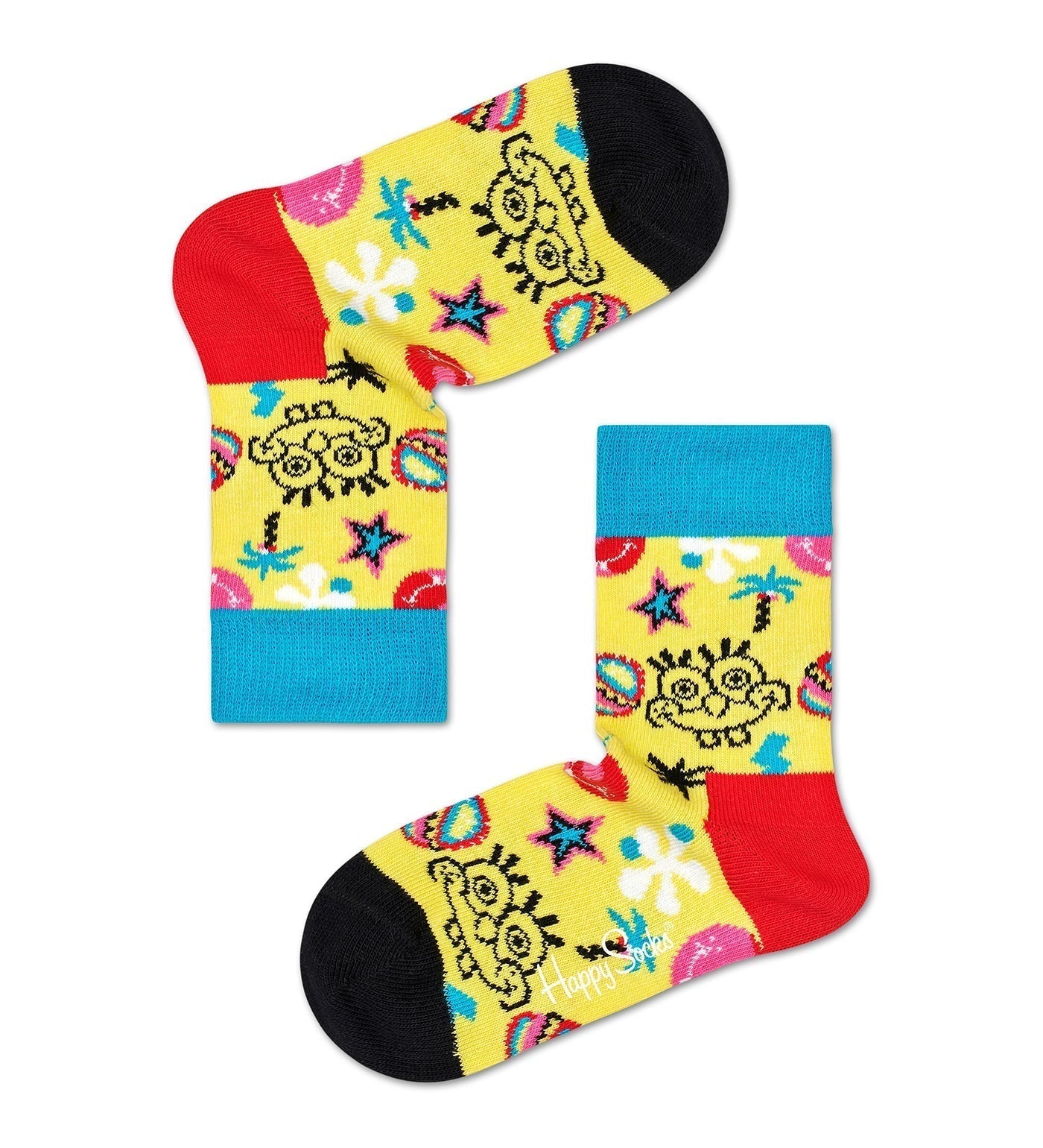Happy Socks Unisex SpongeBob Smile Storm Crew Length Socks for Kids