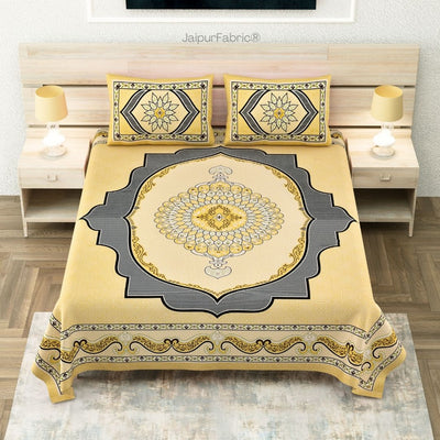 Golden Lotus Sutra Abundance Pure Cotton King Size Bedsheet