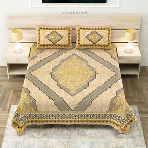 Divine Yantra Golden Harmony Pure Cotton King Size Bedsheet