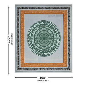 Green and Golden Gemoetric Maze Pure Cotton King Size Bedsheet