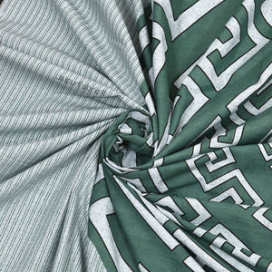 Green and Golden Gemoetric Maze Pure Cotton King Size Bedsheet