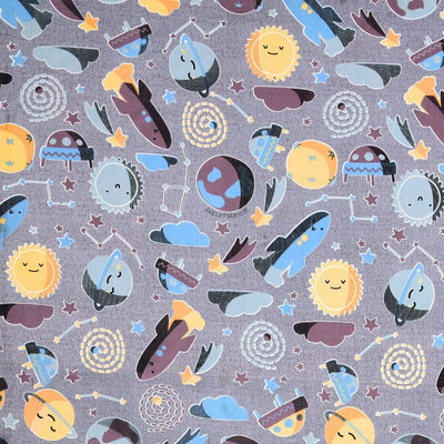 Future Astronaut Purple Soft Cotton Kids Bed Sheet