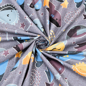 Future Astronaut Purple Soft Cotton Kids Bed Sheet Combo of 2