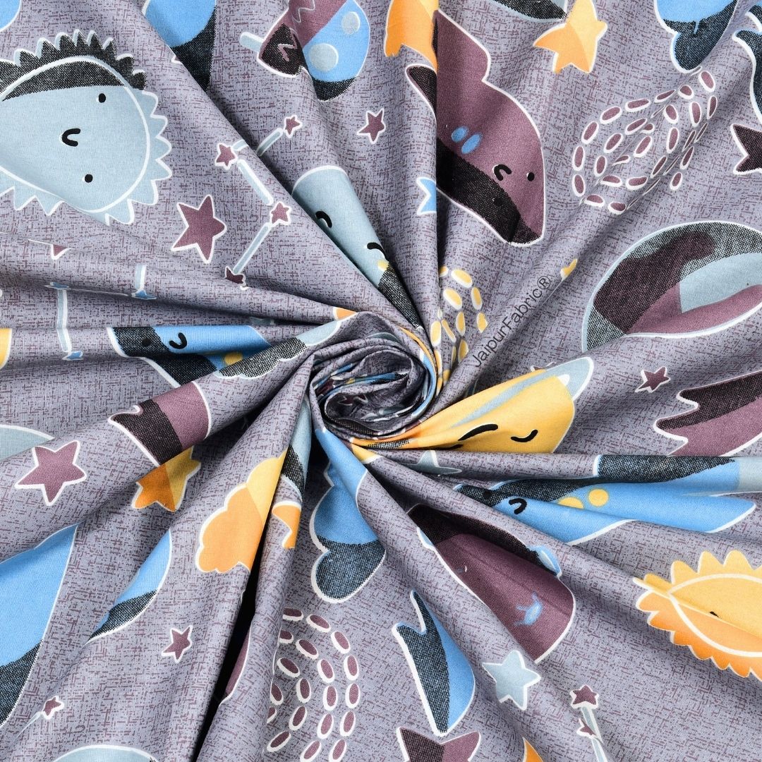 Future Astronaut Purple Soft Cotton Kids Bed Sheet