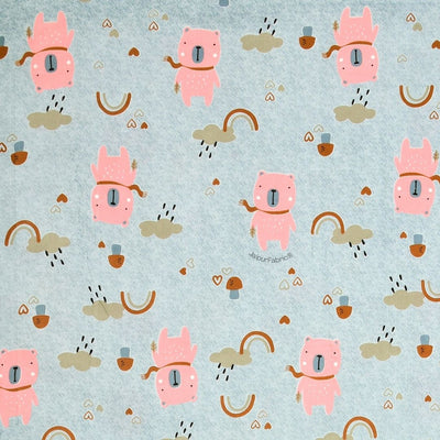 Playtime Pals Blue Pastel Soft Cotton Kids Bed Sheet