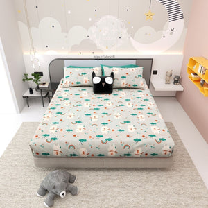 Playtime Pals Green Pastel Soft Cotton Kids Bed Sheet