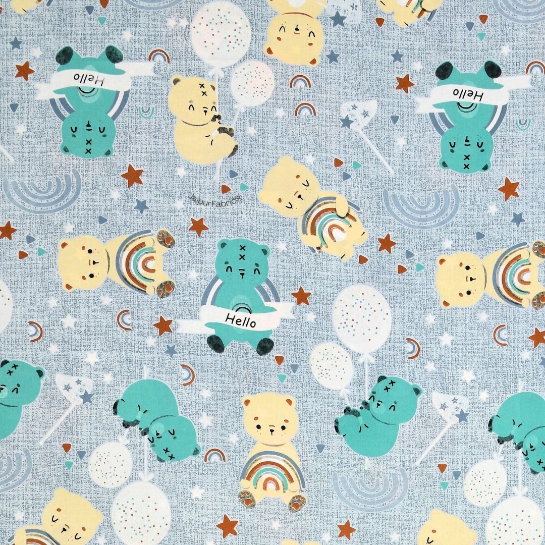 Cuteness Overloaded Blue Soft Cotton Kids Bed Sheet