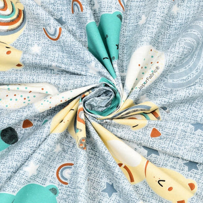 Cuteness Overloaded Blue Soft Cotton Kids Bed Sheet Combo of 2