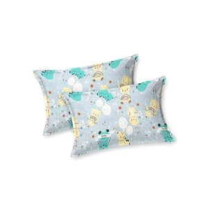 Cuteness Overloaded Blue Soft Cotton Kids Bed Sheet Combo of 2