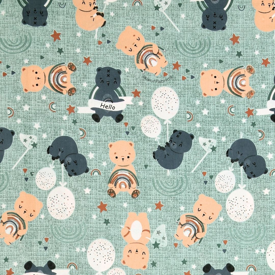 Cuteness Overloaded Green Soft Cotton Kids Bed Sheet