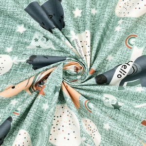 Cuteness Overloaded Green Soft Cotton Kids Bed Sheet