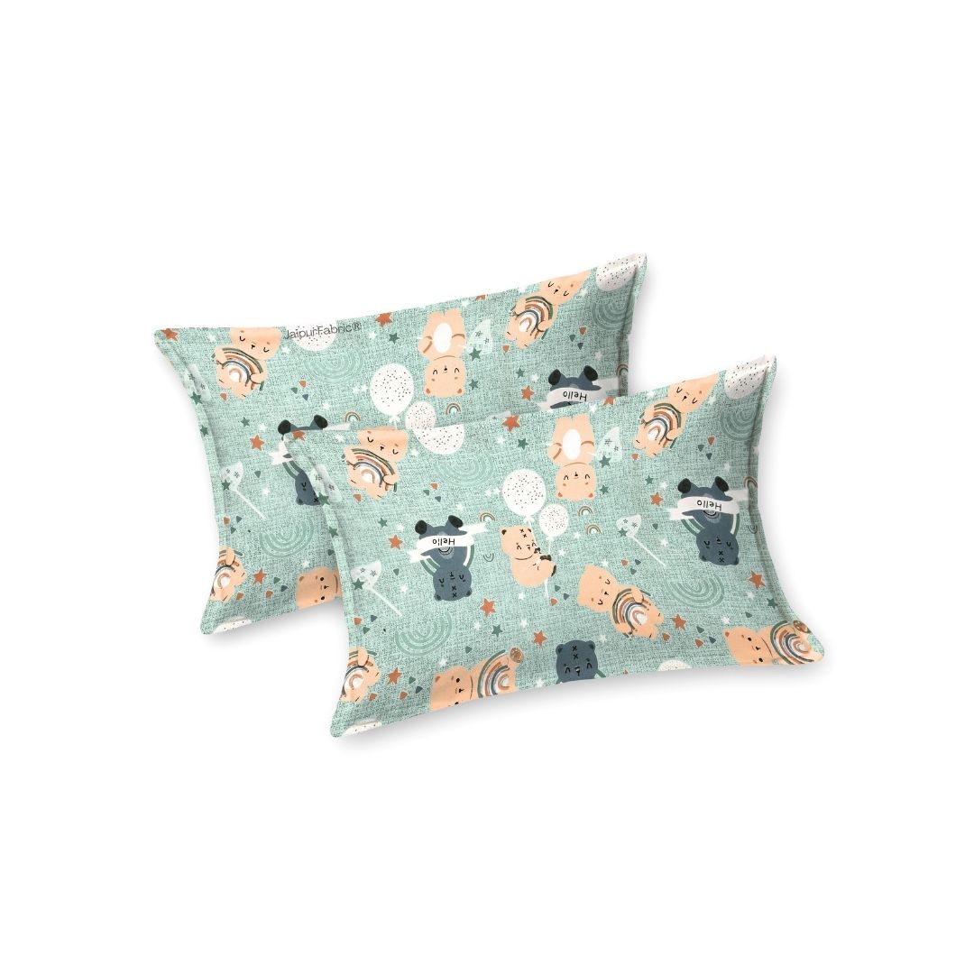 Cuteness Overloaded Green Soft Cotton Kids Bed Sheet