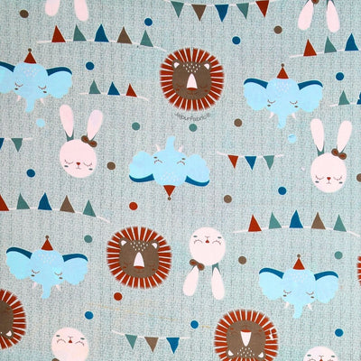Animal Carnival Pastel Blue Soft Cotton Kids Bed Sheet