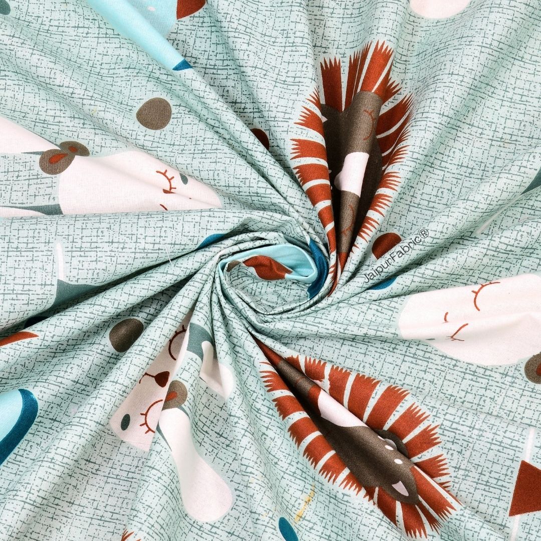 Animal Carnival Pastel Blue Soft Cotton Kids Bed Sheet
