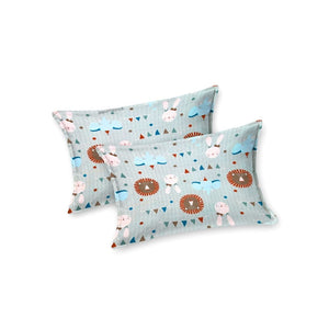 Animal Carnival Pastel Blue Soft Cotton Kids Bed Sheet