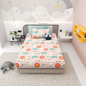 Animal Carnival Peach Soft Cotton Kids Bed Sheet