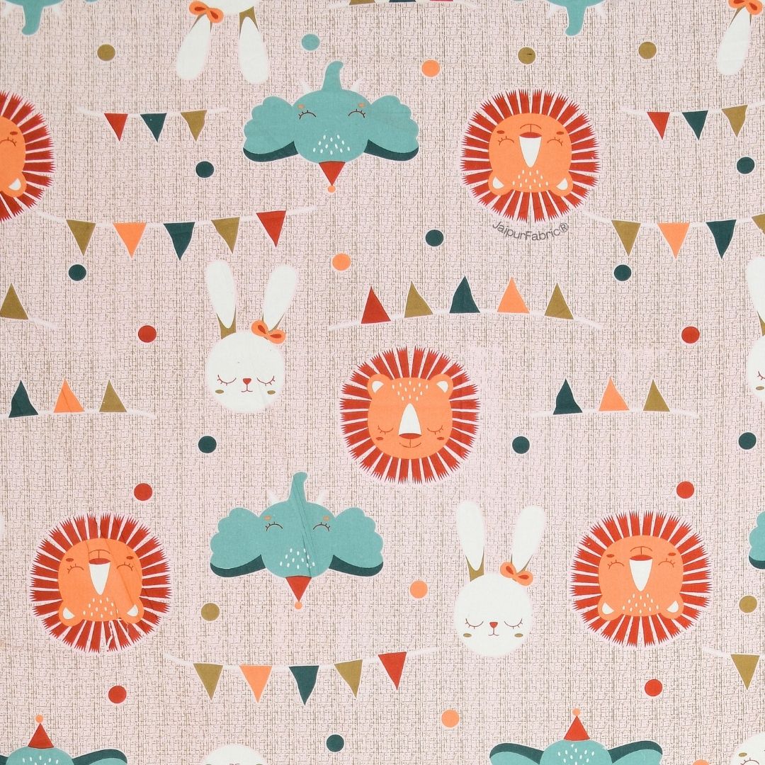 Animal Carnival Peach Soft Cotton Kids Bed Sheet Combo of 2