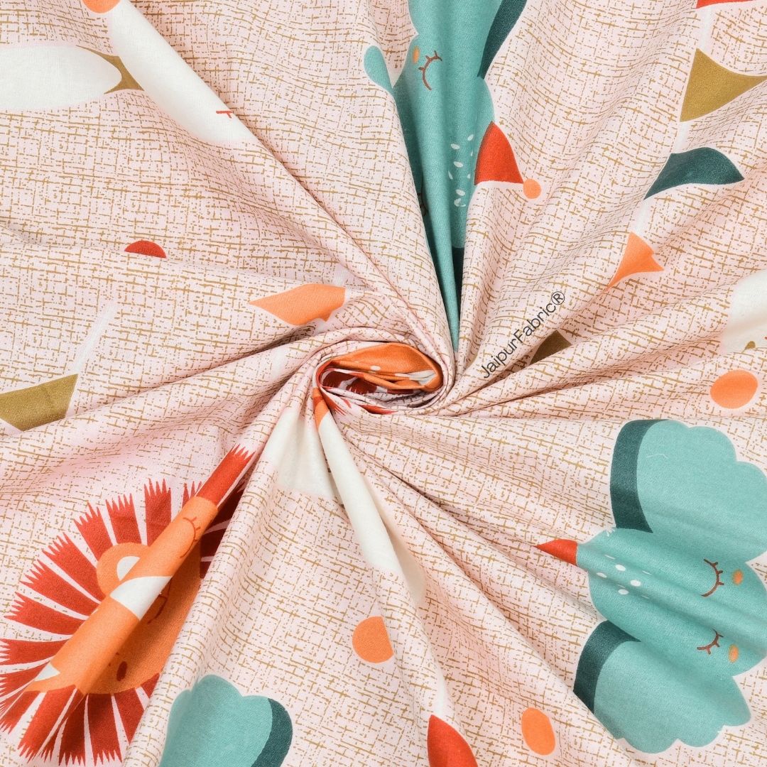 Animal Carnival Peach Soft Cotton Kids Bed Sheet