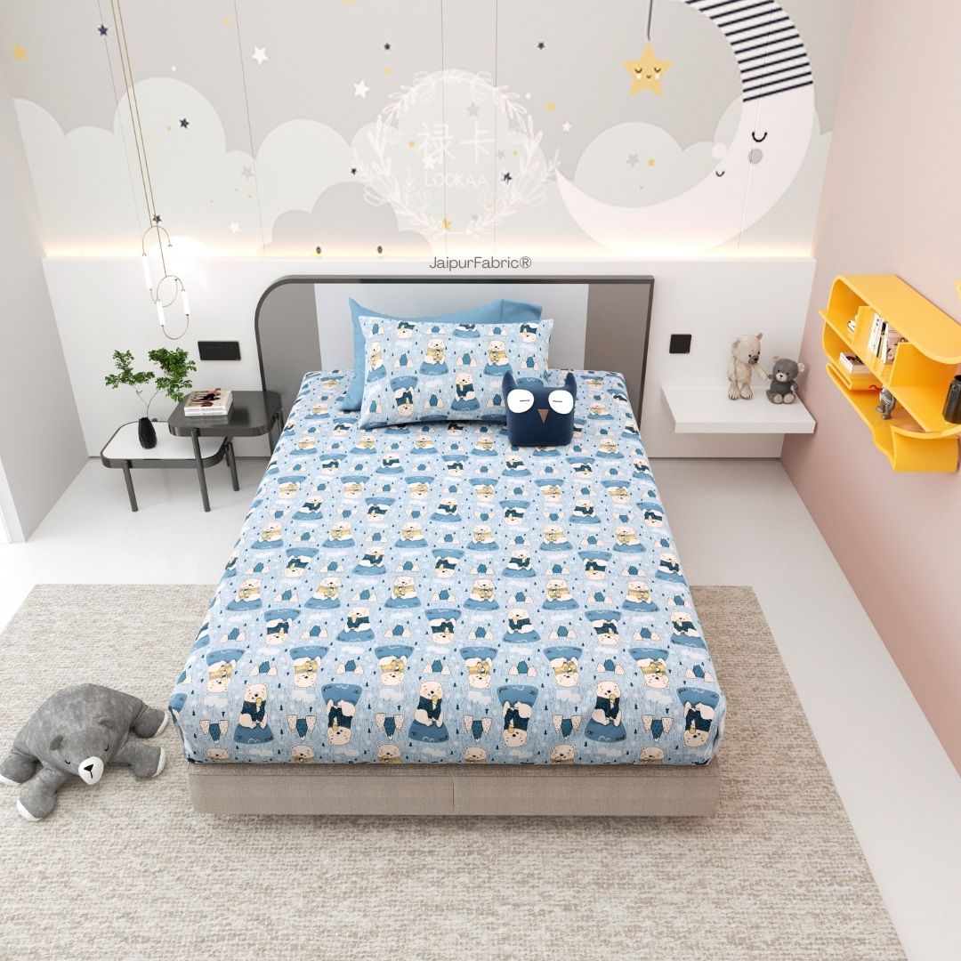 Artist of the Future Icy Blue Soft Cotton Kids Bed Sheet