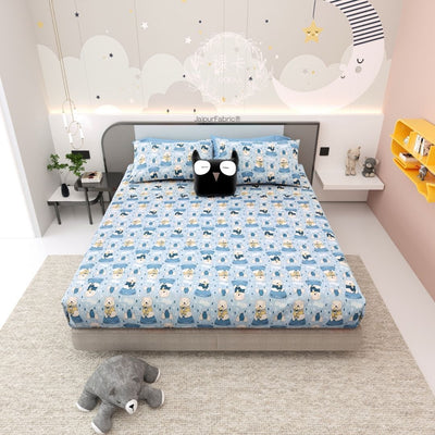 Artist of the Future Icy Blue Soft Cotton Kids Bed Sheet