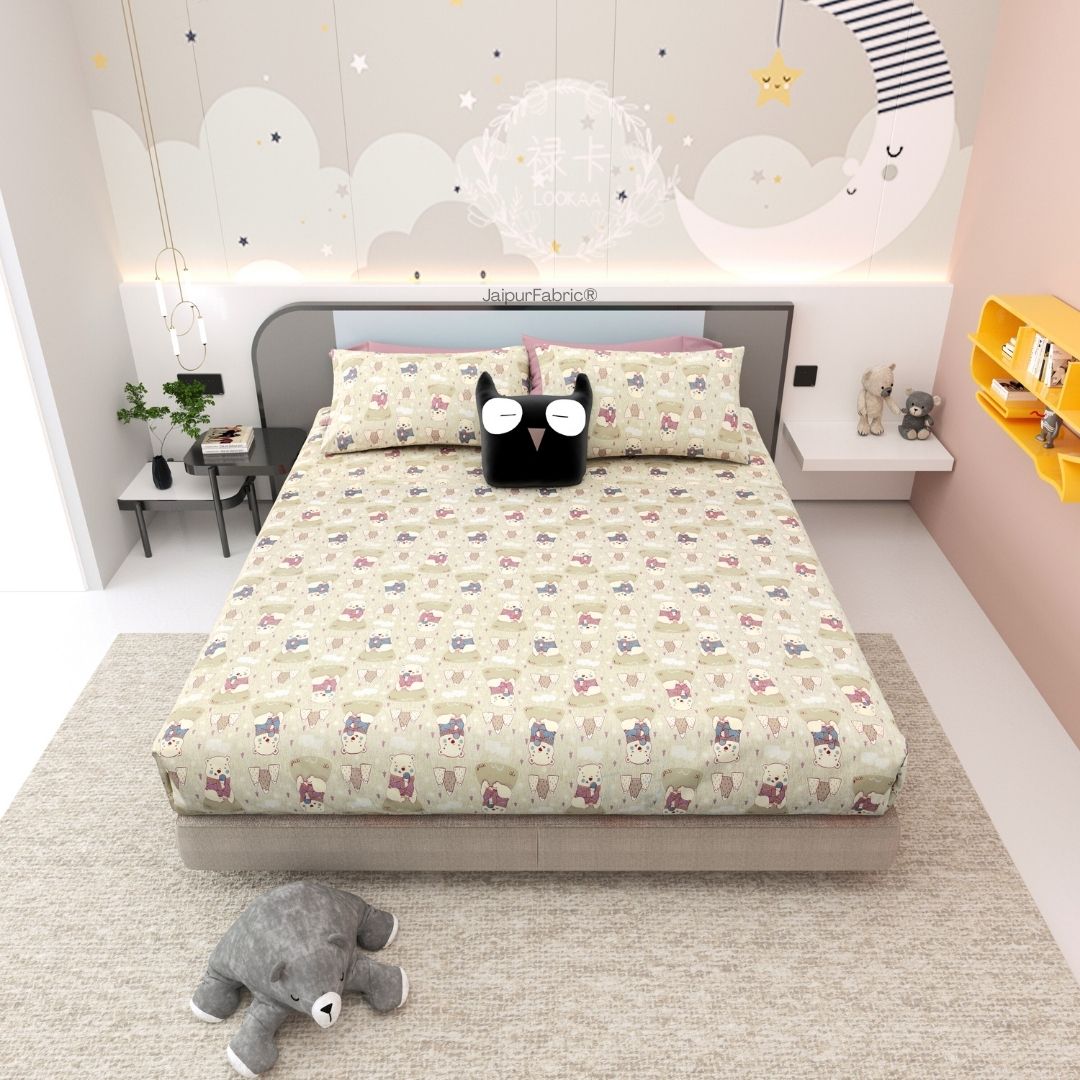 Artist of the Future Light Beige Soft Cotton Kids Bed Sheet