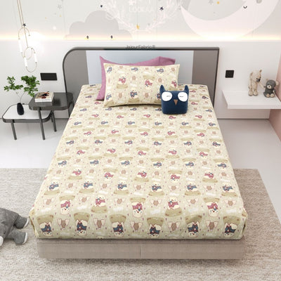Artist of the Future Light Beige Soft Cotton Kids Bed Sheet Combo of 2