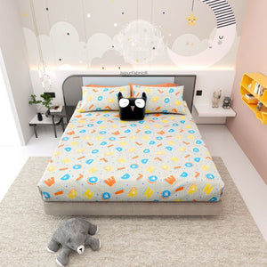 ABC Alphabet Adventure Orange and Blue Soft Cotton Kids Bed Sheet
